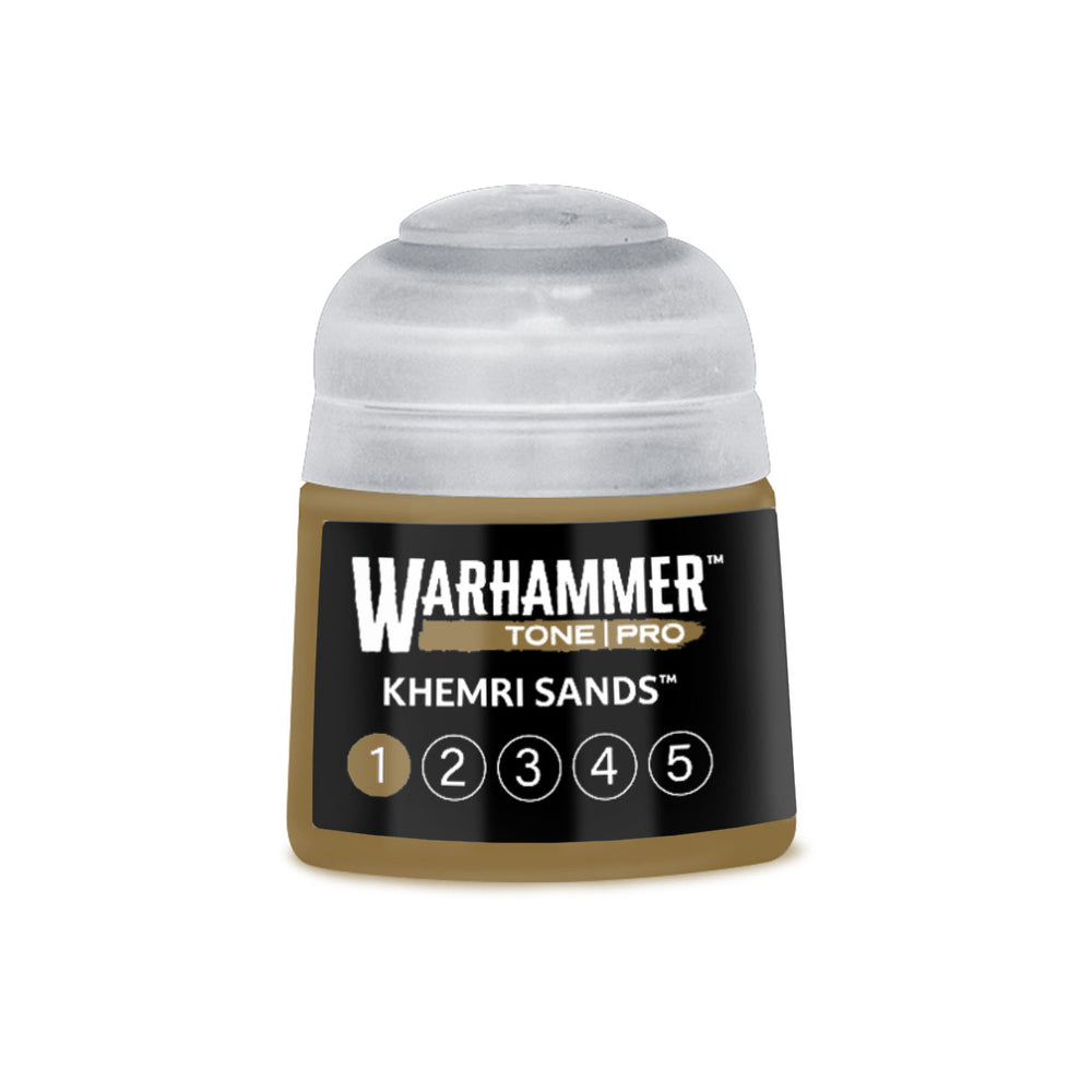 Warhammer Tone Pro Khemri Sands paint with circle 1 filled in