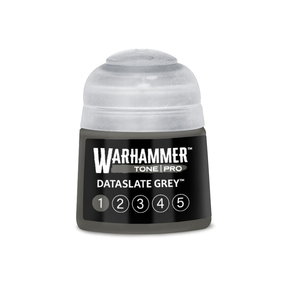 Warhammer Tone Pro Dataslate Grey paint with circle 1 filled in