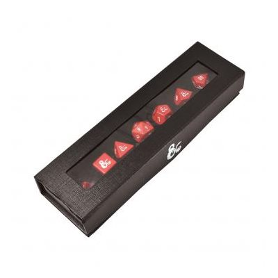Heavy Metal Dice: 7 RPG Dice Set Red and White Dungeons & Dragons